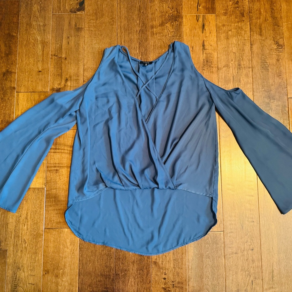 TCEC Blue Cold Shoulder Blouse